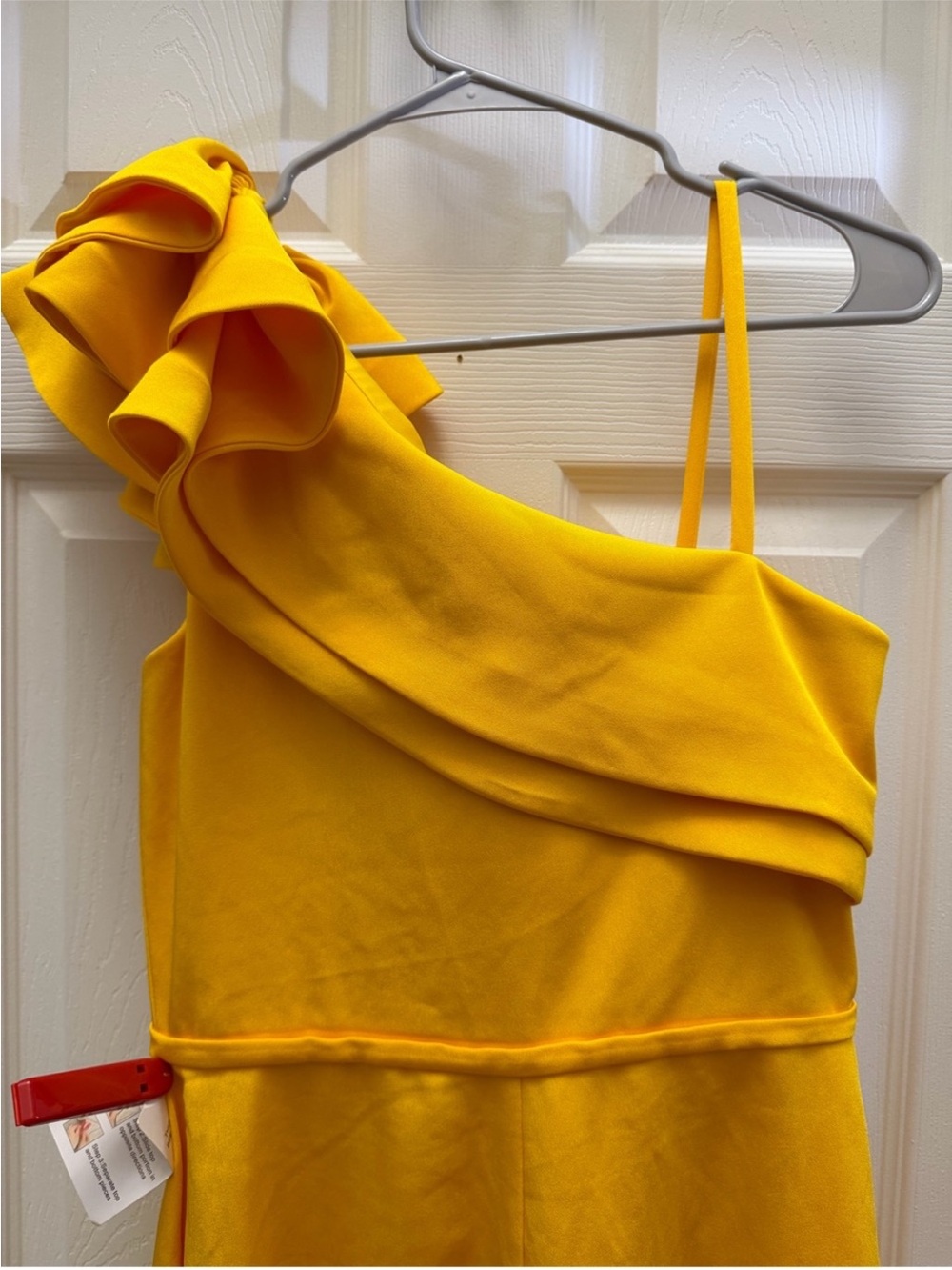 MacDuggal 🌹Yellow One-Shoulder Ruffle Mini Dress - Picture 4 of 9